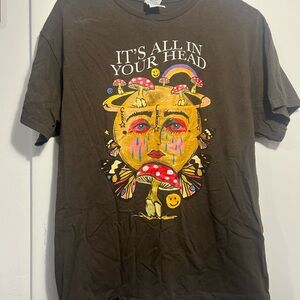 Graphic 'It's All In Your Head' Short Sleeve Tee - Brown